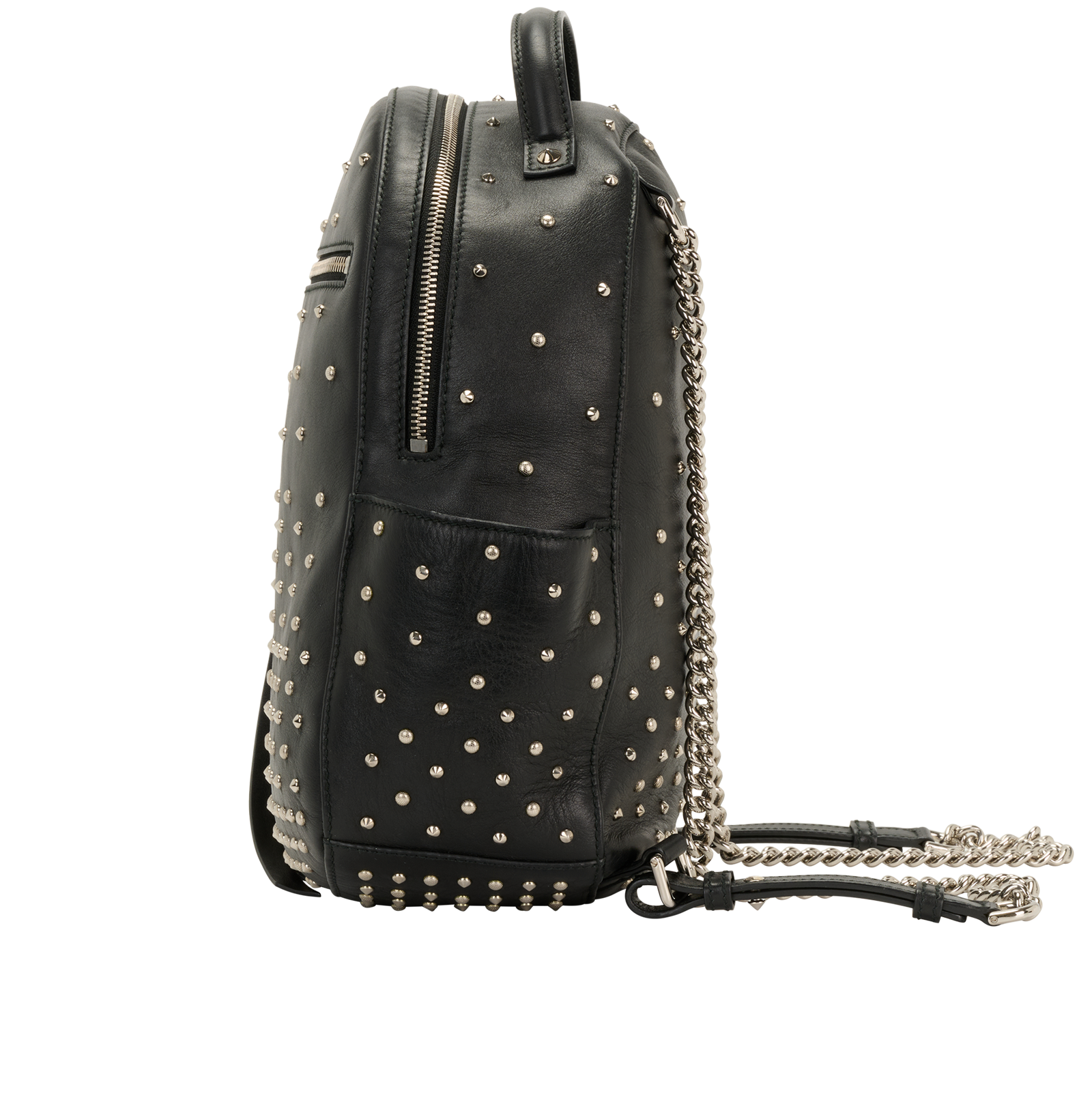 Studded Backpack, &pound;375, Handbags, Black, Leather, Bottom view